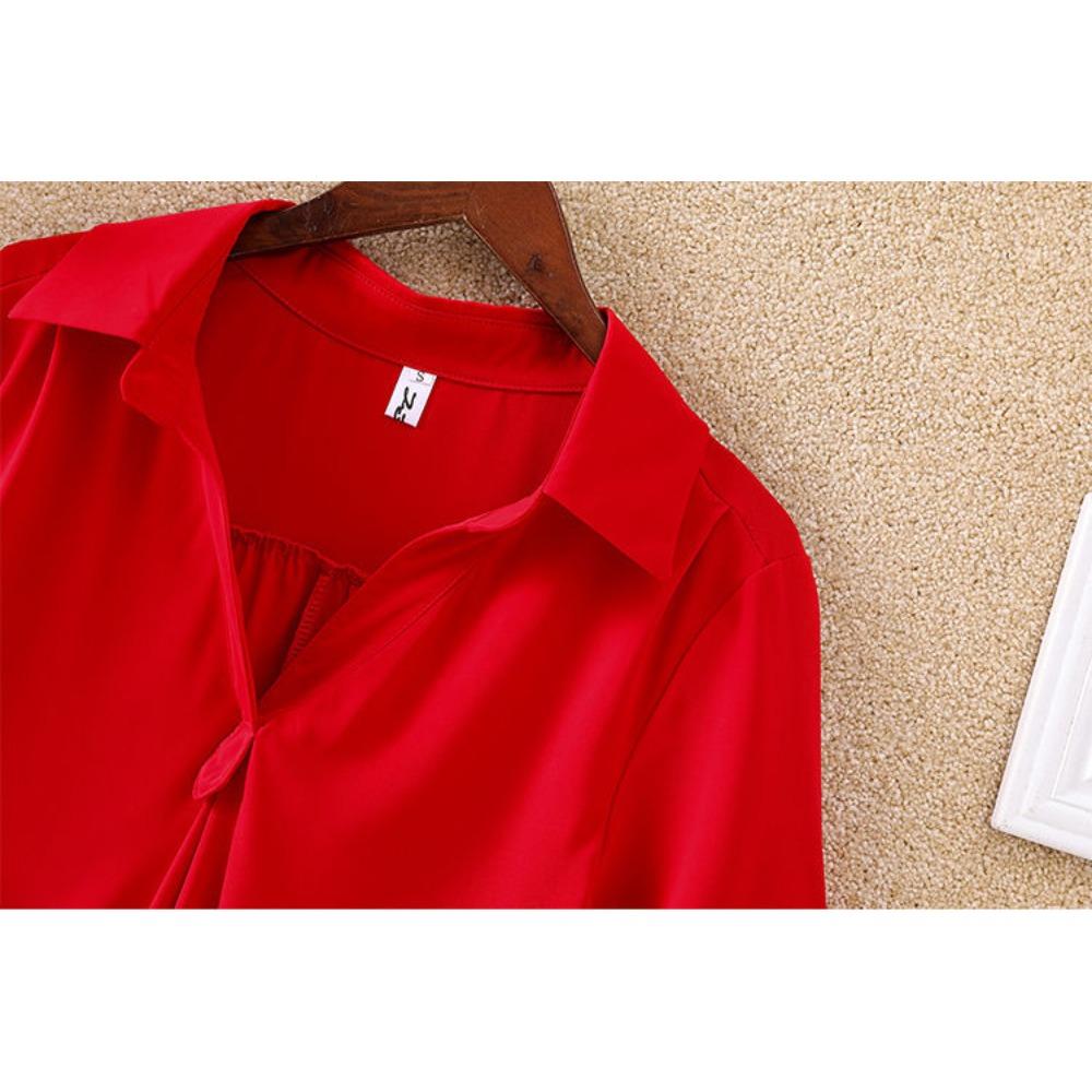 Women's Mid-Length Short Sleeve Chiffon Shirt Summer New Plus Size Loose Waist Slimming Chiffon Top