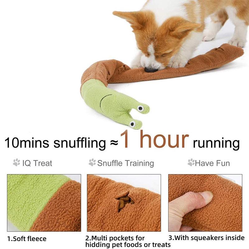 Salyangoz Peluş Köpek Oyuncağı - Mama Saklamalı, Koklama, Diş Çıkarma, Bulmaca, Sesli Etkileşimli Evcil Hayvan Aktivitesi
