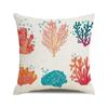 Watercolor Painting of Coral Marine Creatures Digital Printing Short Plush Pillow Covers for Car Sofa Office Cushion Cover