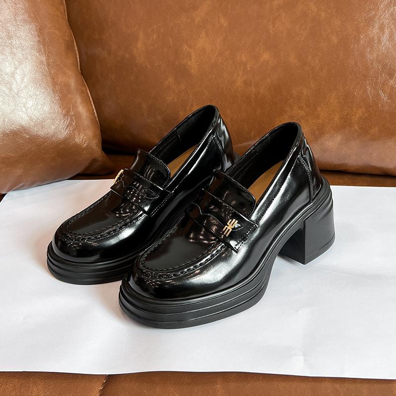 

женские новые ретро туфли на толстой подошве и толстом каблуке, на маленьком каблуке, со скрытой платформой и маленькие кожаные туфли для женщин 39 чёрный