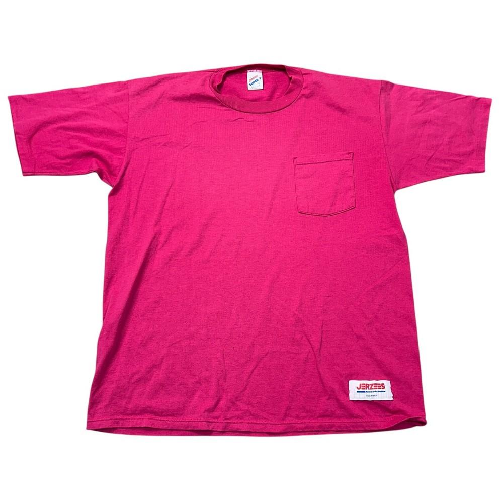 

Jerzees Pocket T-shirt Pocket Tee Single Stitch Short Sleeve Purple Mens XL