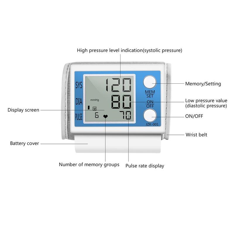 Cuff Wrist Sphygmomanometer Blood Presure Meter Monitor Heart Rate Pulse Portable Tonometer BP