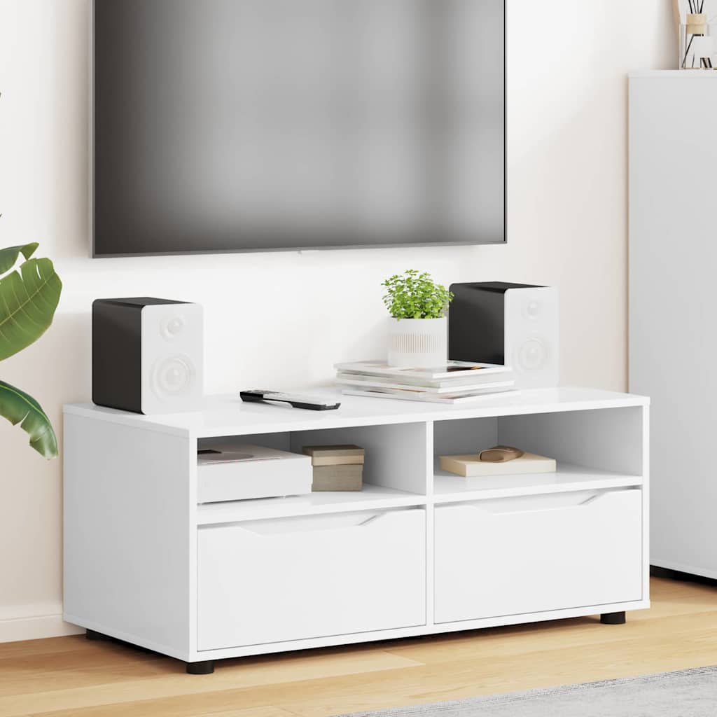 TV Cabinet with Drawers White 100 x 48 x 43 cm Engineered Wood
