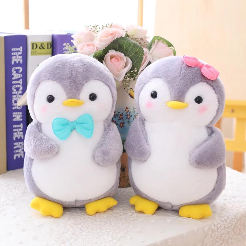 25cm/45cm Kawaii Fluffy Penguin Plush with Bow Tie & Fruit Accents Ideal Gift for Penguin Lovers Home Sofa Bed Decoration
