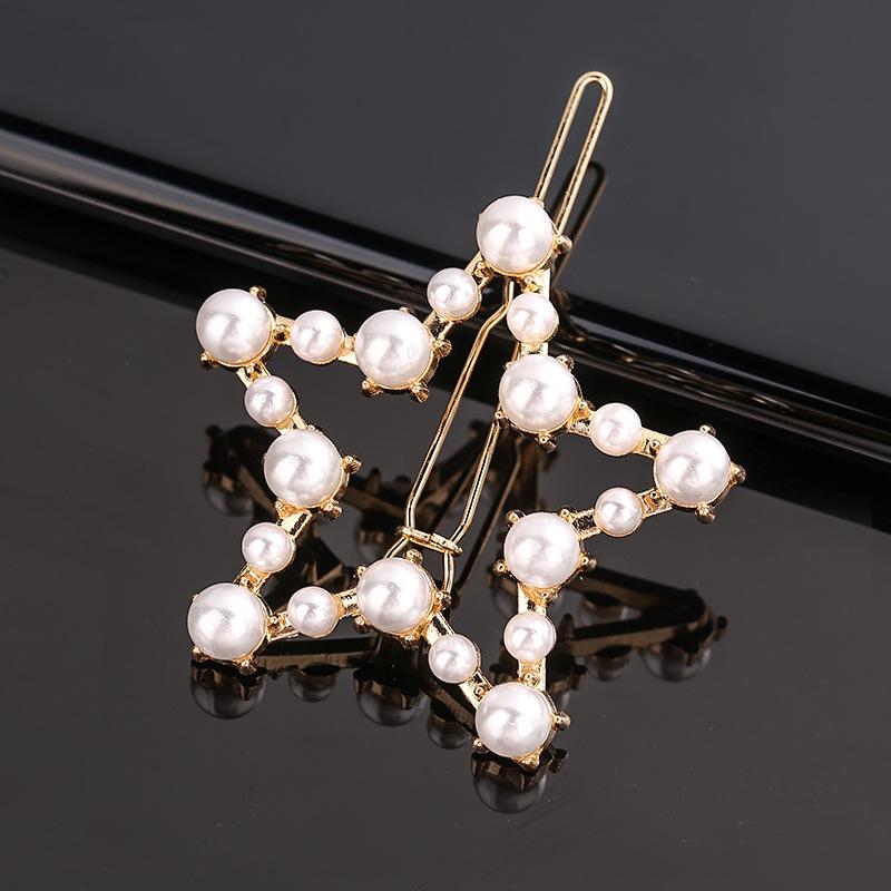 New Fashion Metal Love Heart Hair Clip Elegant Pearl Round Barrette for Women Girls Sweet Hairpins Barrettes Hair Accessories
