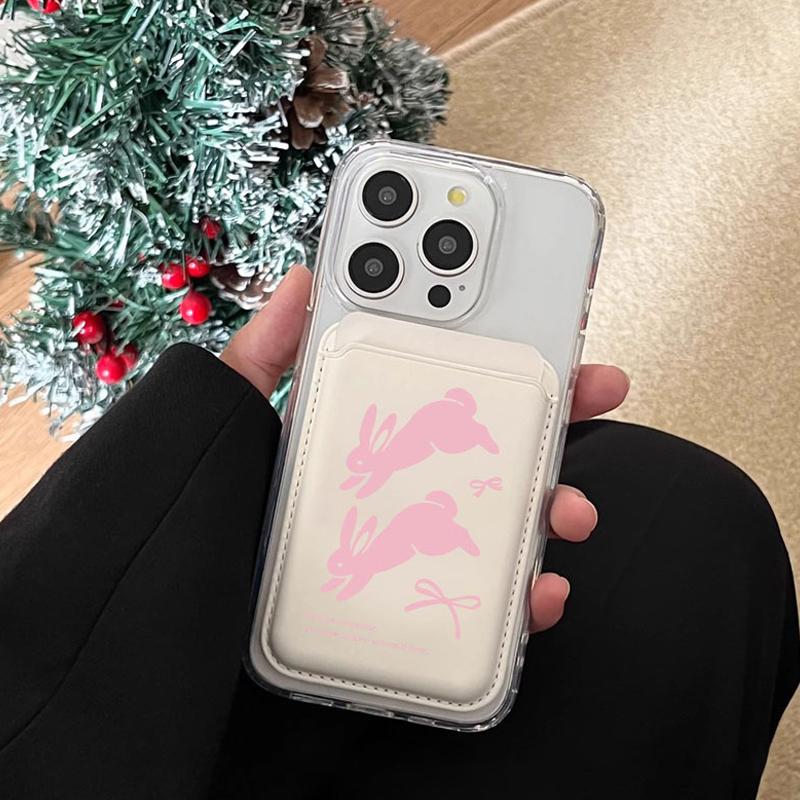 Sød tegneseriekanin Magnetisk Pung Etui Kort Holder Til Magsafe Iphone 16 15 14 13 Pro Max Telefon Pung Kort Slots Lomme Cover