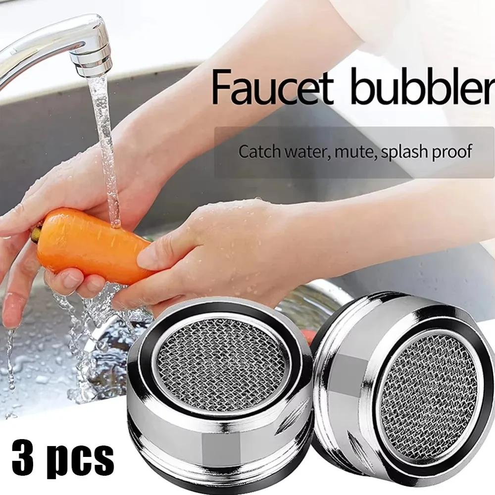 3 Stück Messing Wassersparender Wasserhahn Auslaufhahn Belüfter M24 Gewinde Badezimmer Wasserhahn Sprudler Edelstahl Austauschbarer Filter Mischdüse