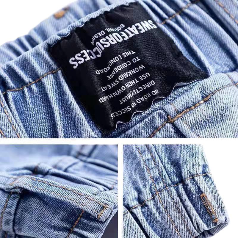 Women's Spring/Summer 2025 Korean Style Elastic Waist Tapered Leg Cropped Harem Jeans