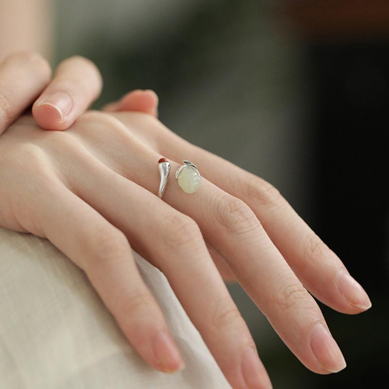 925 Silver Wada Flower Opening Ring 2025 Adjustable Ring Guofeng New Chinese Jewelry 2026