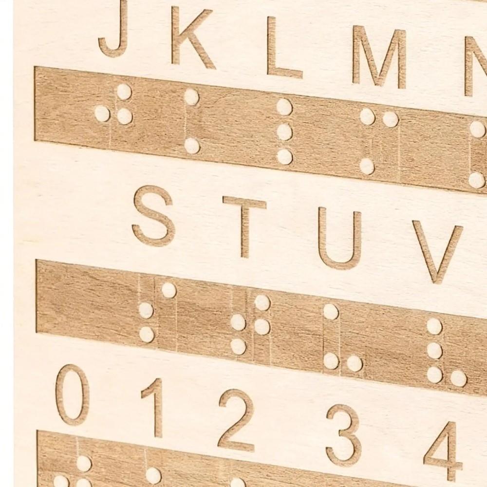 Thickened Braille Alphabet Board Wooden Tactile Letter Number Panel  Blind Children Learning