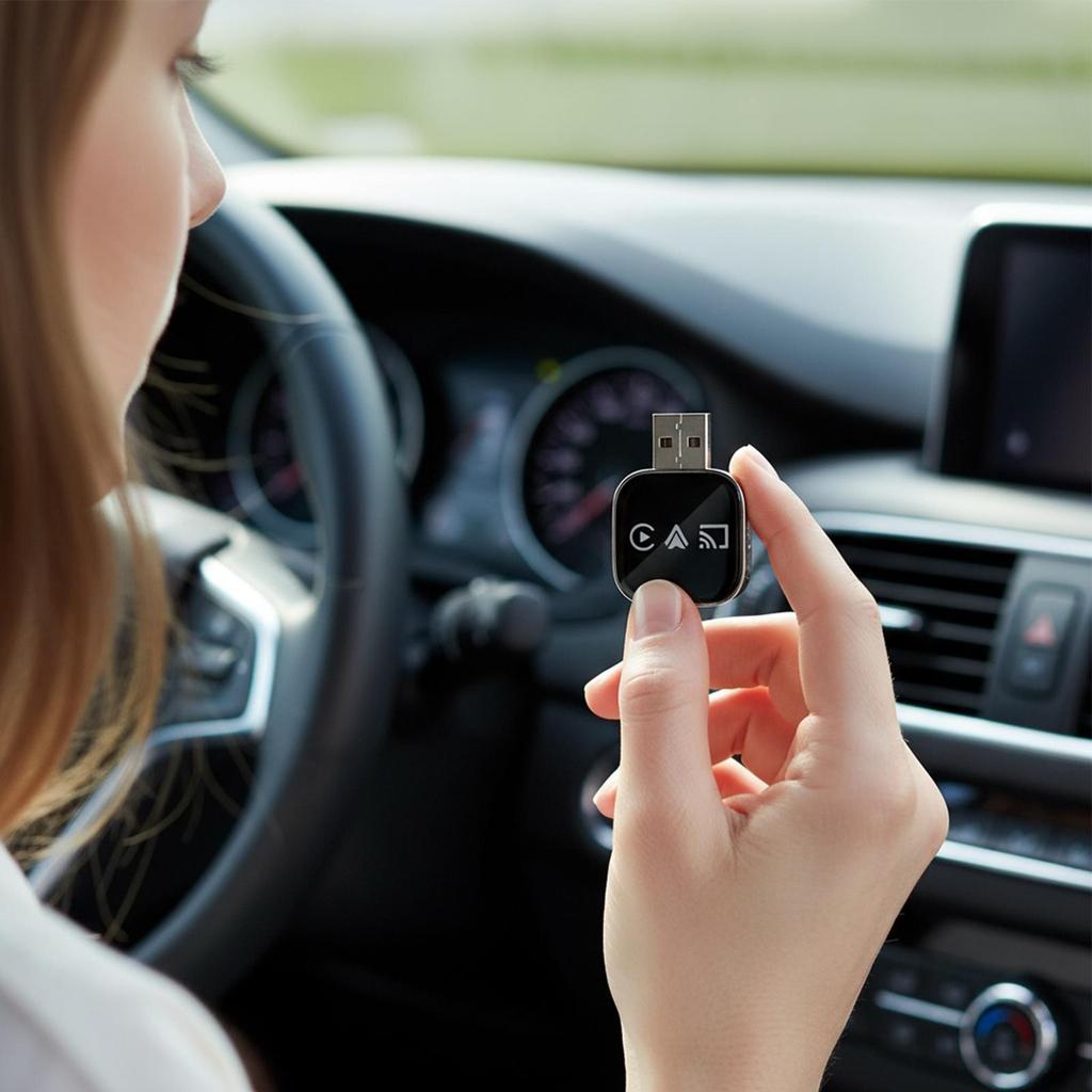Wireless Car Display Adapter Plug and Play Phone to Car Screen Mirroring for Music Navigation Calls Compatible with Smartphones