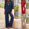 2024 Women's Plus Size Retro Cotton Linen Pants Set - Solid Color, National Style, Casual Loose Fit, Long Sleeve.