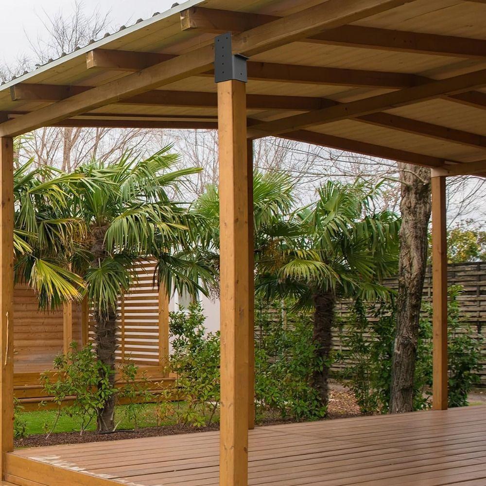 Black Pergola Bracket Metal Pergola Accessories Durable Deck Railing Connector  Terrace