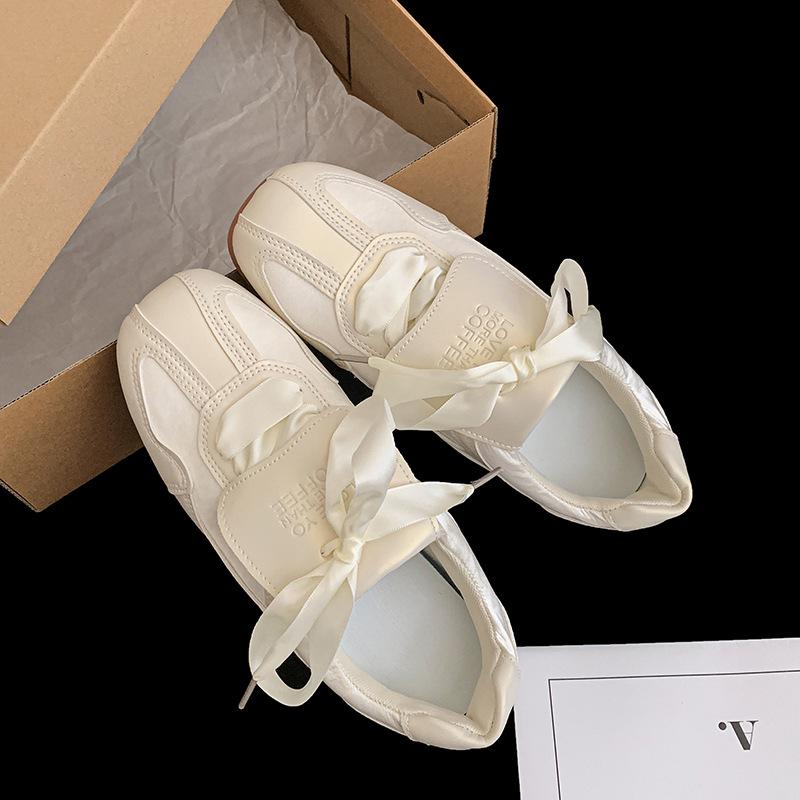 Fashion trend silver ballet flat-bottomed German training shoes women's 2025 new spring versatile retro Forrest Gump sports shoes