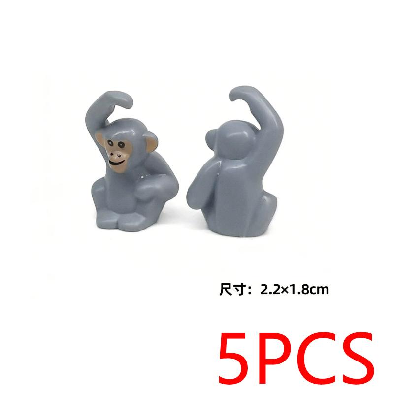 MOC Wild Animals Building Blocks Set Monkey Cow Bear Orangutan Leopard Snake Camel Mini DIY Model Compatible Bricks Kids Toy T19