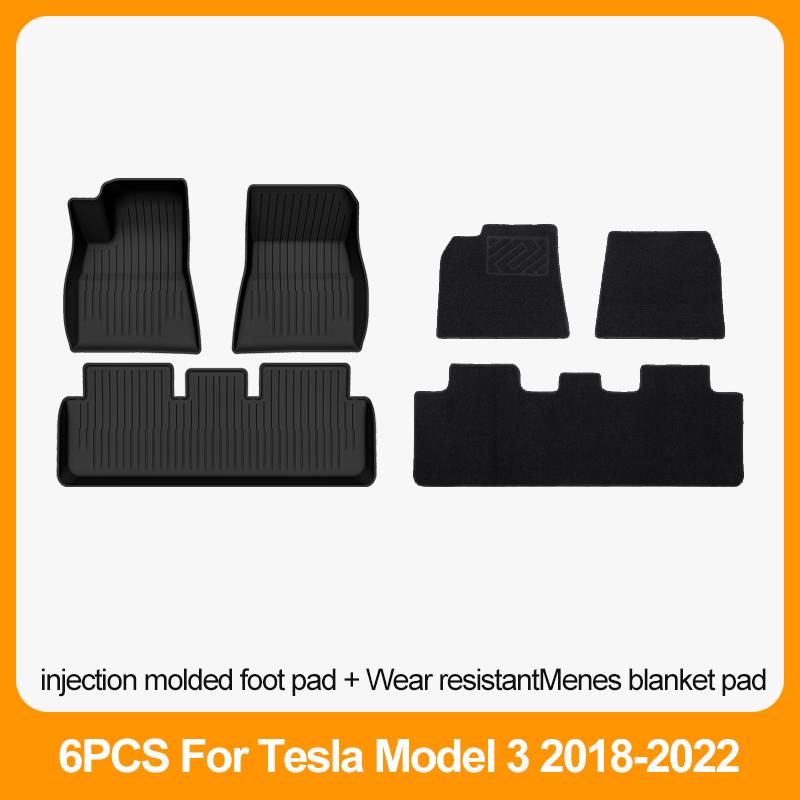 Car Floor Mats For Tesla Model 3 2018 2019 2020 2021 2022 Premium All Weather Anti-Slip Waterproof TPE Floor Liners Mat Pads