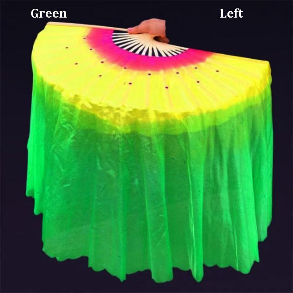 45cm Half Circle Silk Kids Children Bamboo Fans Hand Dye Adults Fan Veil Pairs Yangko Dance Tools