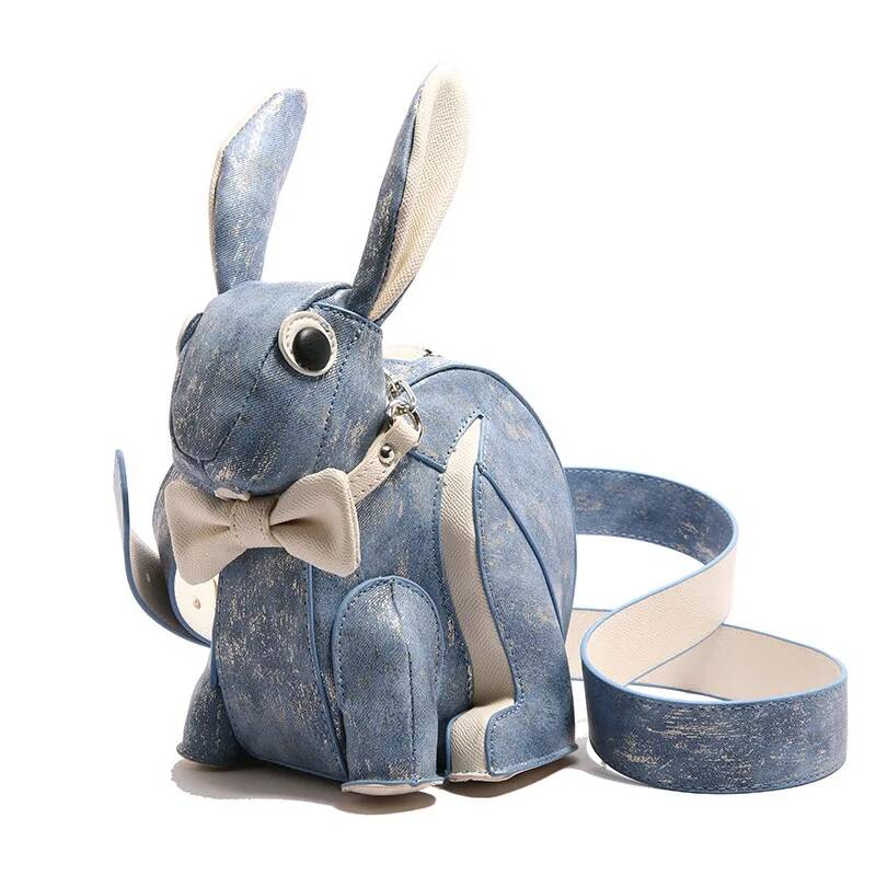 Funny animal shoulder bag for women Cute rabbit shape crossbody bag for girls trend versatile shoulder bag women bag синий
