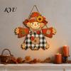Decorative Holiday Wood Plaque Fall Wooden Hanging Sign, Autumn Scarecrow & Pumpkin Maple Leaf Door Festival Sign Hanger, Harvest Thanksgiving