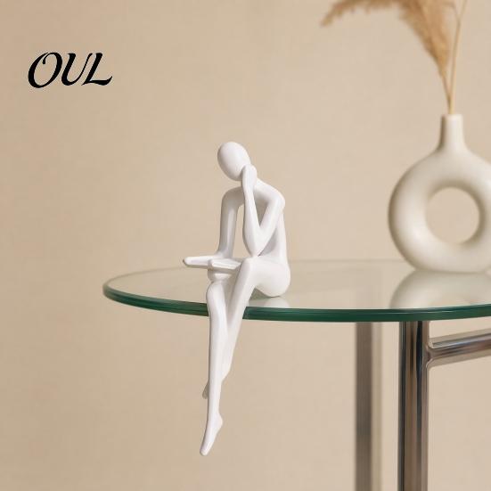 Abstract Line Art Sculpture 3D Printed Thinker Figurines Ornaments, Minimalist Sculptures for Home Office Bookcase Decor, Nordic Style Literary Gifts