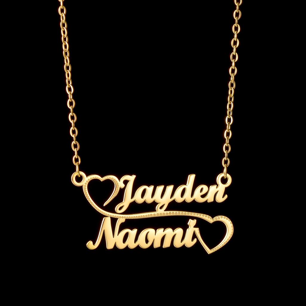 Goxijite Custom Butterfly Heart Name Removable Pendant Gold Color Stainless Steel Heart Nameplate Necklaces For Women Kids