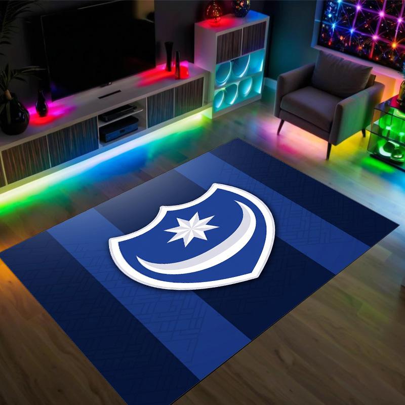 Portsmouth FC Design Crystal Velvet Carpet Cozy Non?Slip Printed Rug For Bedroom Living Room Entrance