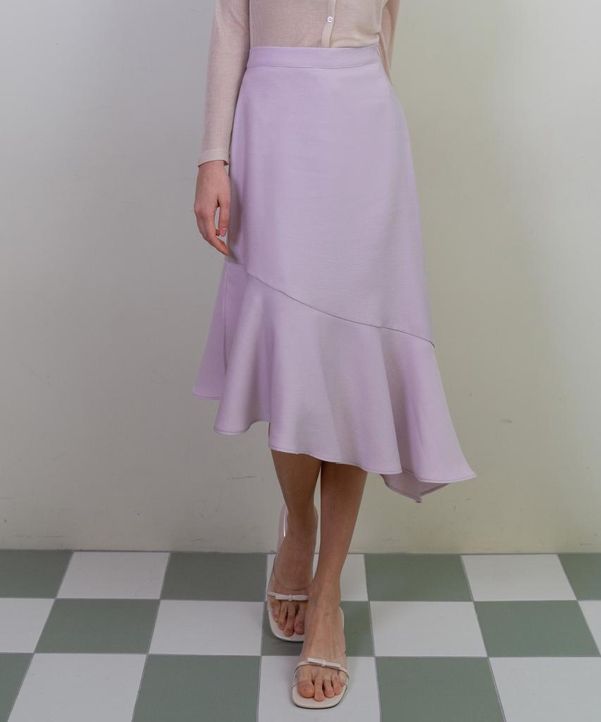 LETTRE DE LE TOILE Asymmetric Flare Skirt (Lilac)