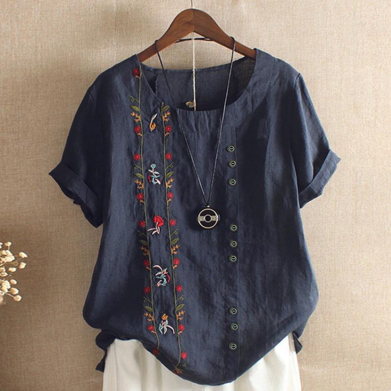 Women's All Match Breathable Shirt With Nature Inspired Embroidery
