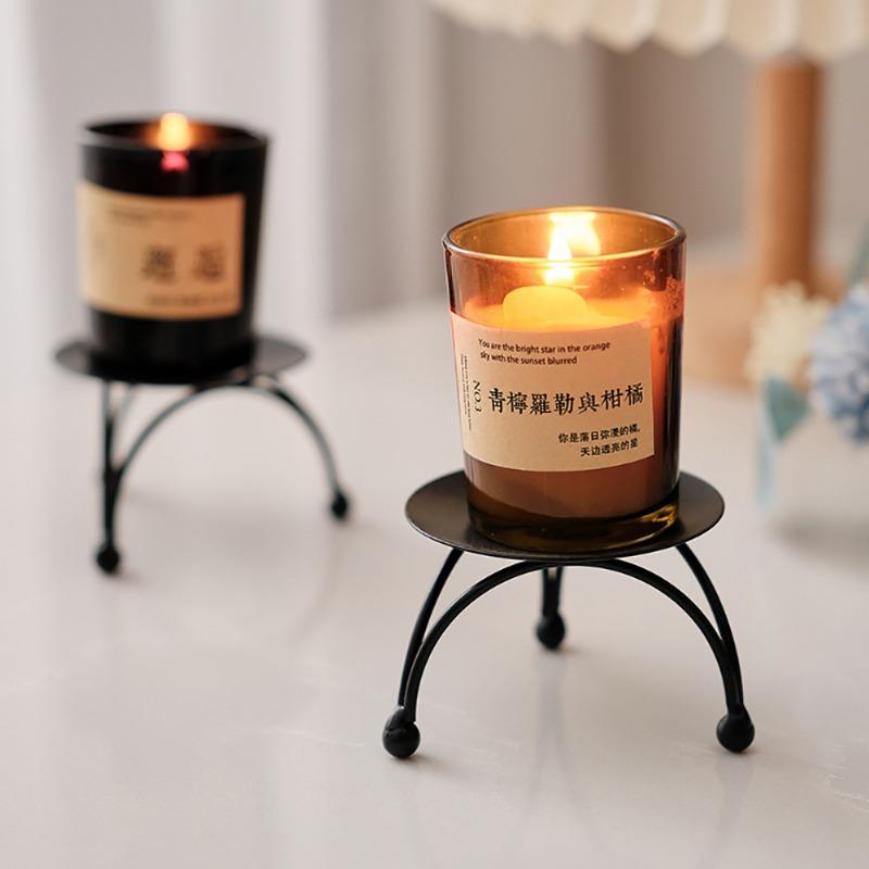 Round Golden Scented Candle Tray, Home Ironwork Decorative Item, Small Candlestick