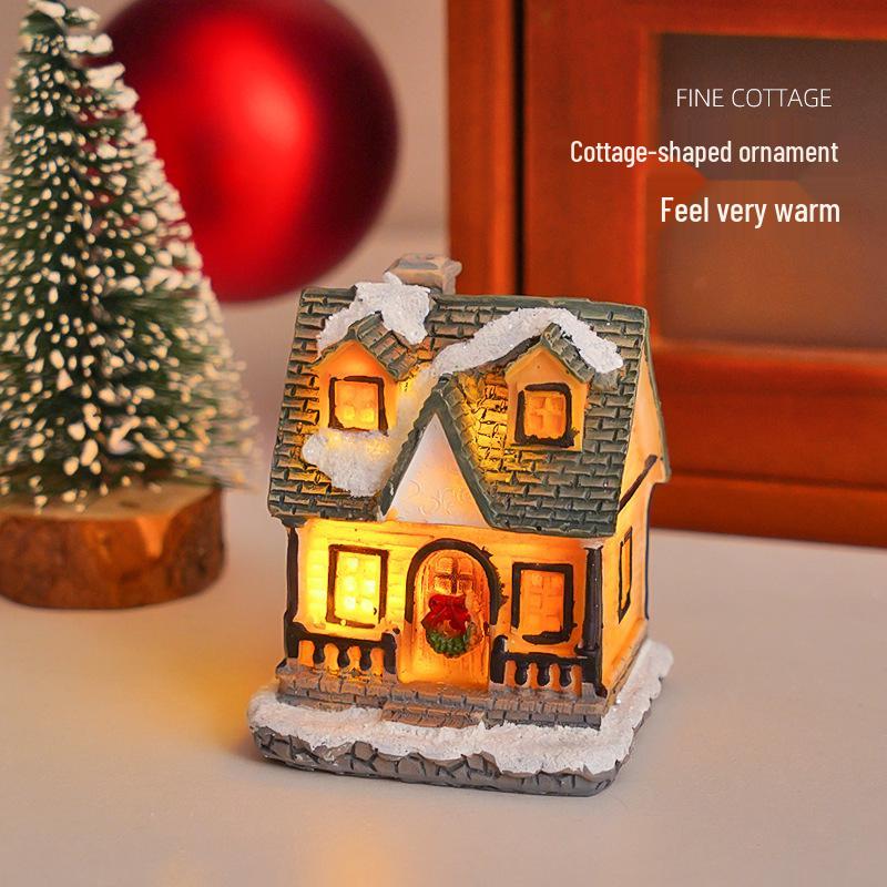 Luminous Christmas Micro-Landscape Cottage Decorations for Festive Atmosphere