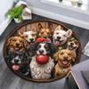 Glückliche Hunde Runder Teppich, Teppich für Wohnzimmer Schlafzimmer Sofa Spielzimmer Dekor, Rutschfeste Bodenmatte