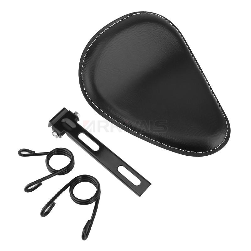 Motorrad Leder Sattel Sitz Retro Schwarzes Leder Einzelsitz für Harley Custom Chopper Bobber Honda Yamaha Kawasaki Suzuki