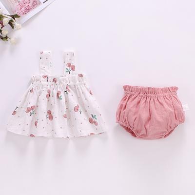 Baby Girl Summer Plaid Camisole Dress Two Piece Set 0-2 Years Old Infant Toddler Cool Comfortable Outfit Clothes