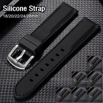 New Rubber Watch Strap 18mm 20mm 22mm 24mm 26mm Universal Replacement Bracelet Soft Waterproof Silicone Band for Men Women Belt