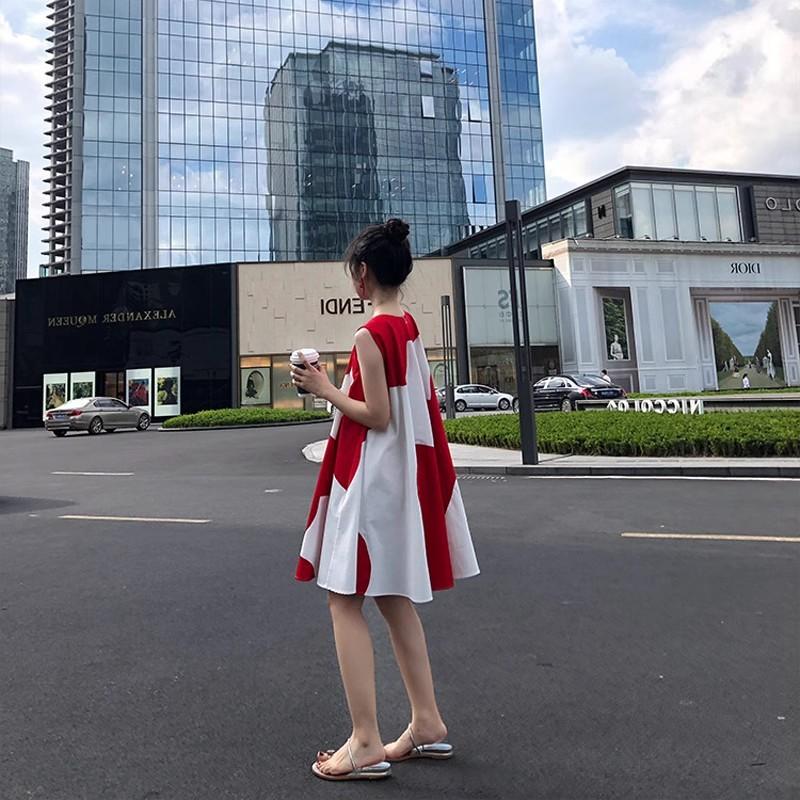 New Sleeveless Red Dress Design Sense Niche Small Tutu Skirt French Skirt Women's Summer Tide
