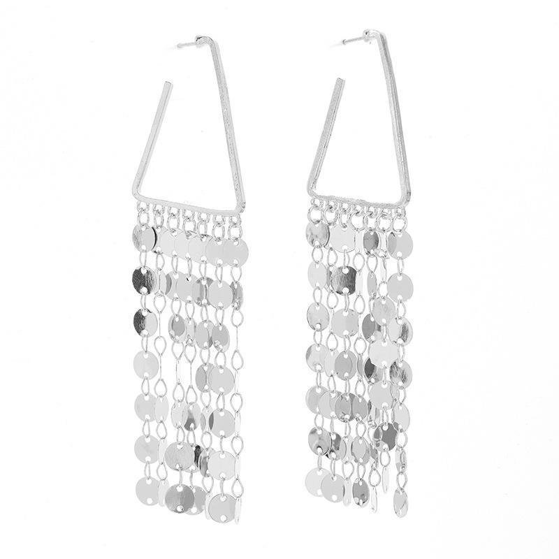 Exaggerated Metal Fashion Sequined Fringed Earrings Women'S Light Luxury Fashion Niche High-End Stud Earrings Trendy Earrings