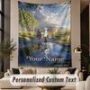 Custom Text Printed Tapestry Frieren Beyond Journey's End Pattern Large Wall Hanging Indoor Room Decor
