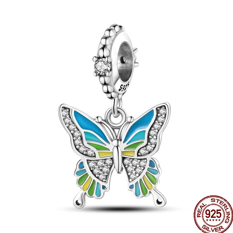 Spring Charm Copper Four-Leaf Clover Butterfly Dragonfly Pendant Beads Suitable For 3Mm Original Bracelet Diy