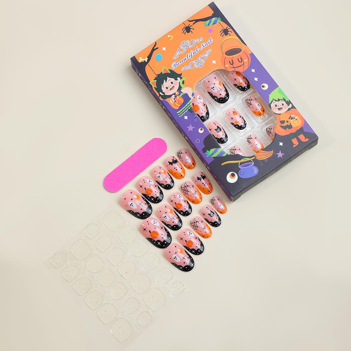 

European & American Halloween Wearable Nail Art - Pumpkin Goofy Removable False Nails