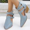 Punk Style Buckle Strap High Heels Sandals Women Pointed Toe Chunky Heeled Gladiator Shoes Woman Ankle Strap Summer Ankle Boots