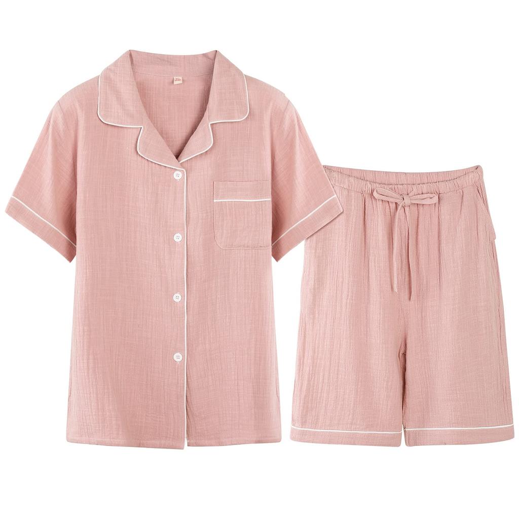 Double Short Short Top and Bottom With Sweat Breathable [Bellislove] Women's Pajamas, 100% Cotton, Gauze, Loungewear, Summer, Sleeves, Pants, Set,
