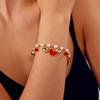 Hypoallergenic Stainless Steel Women's Bracelet with Cherry Strawberry Heart Pearl Chain - Gift Party Bangle Accessory for Girls