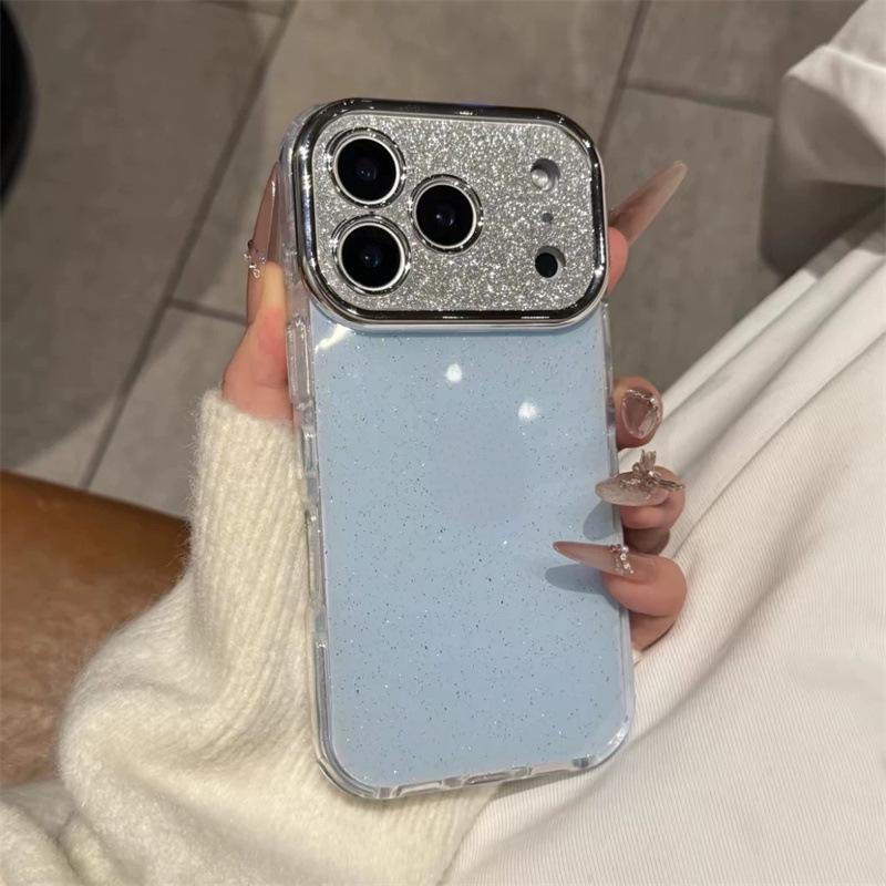 Glitter Big Window iPhone 17 Pro Case with Apple 16 Pro Lens Film for 14 & 15 Pro Models.