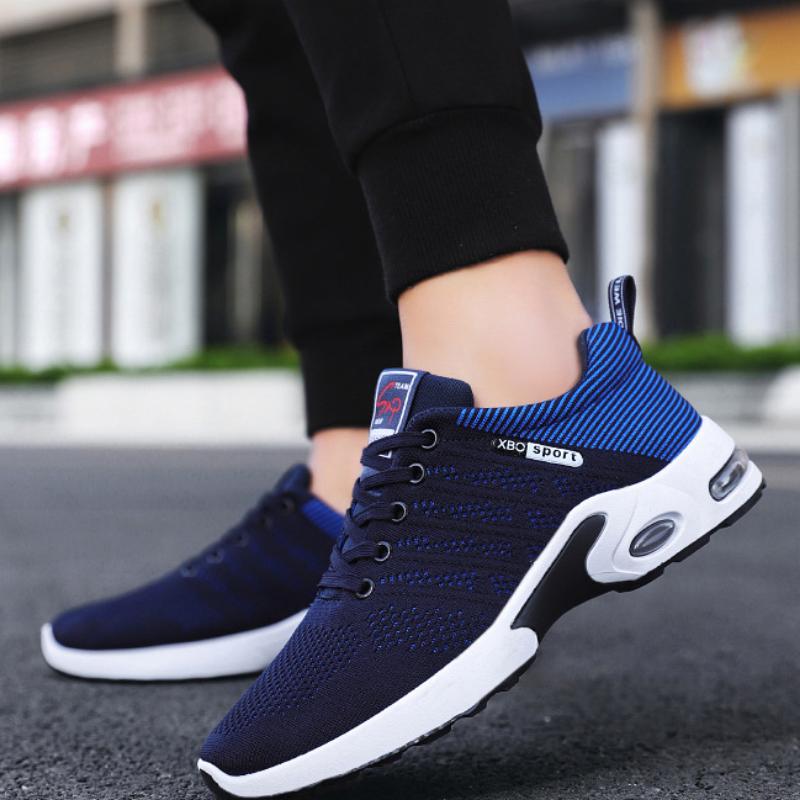 Nowe modne oddychające sznurowane buty do biegania lekkie, codzienne, męskie, buty sportowe z miękką podeszwą