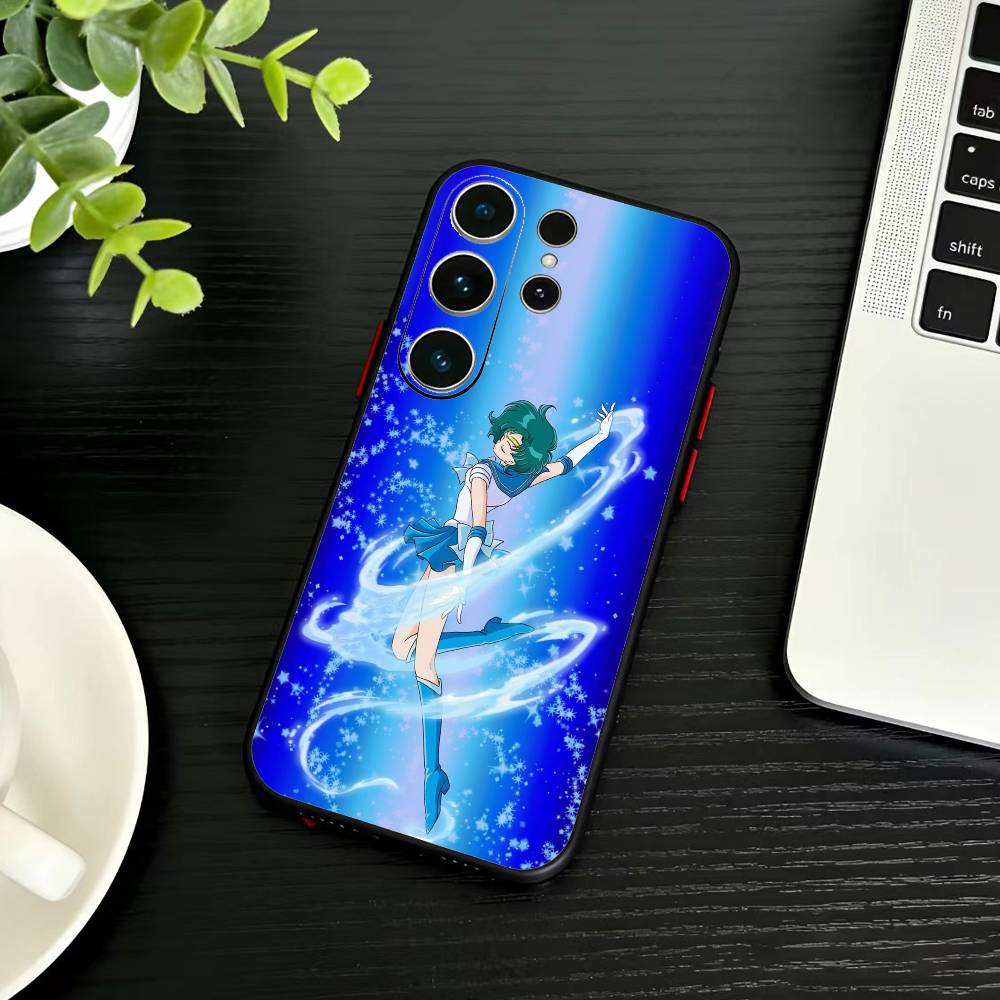 Handyhülle mit Sailor-Moons-Motiv für Samsung S26, S25, S24, S23, S22, S30, S21, Ultra, Plus, FE 5G, Schwarz, Weich