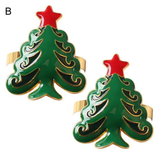 2Pcs Napkin Buttons Decorative Room Reusable Christmas Holders Napkin Ring Dining Decor