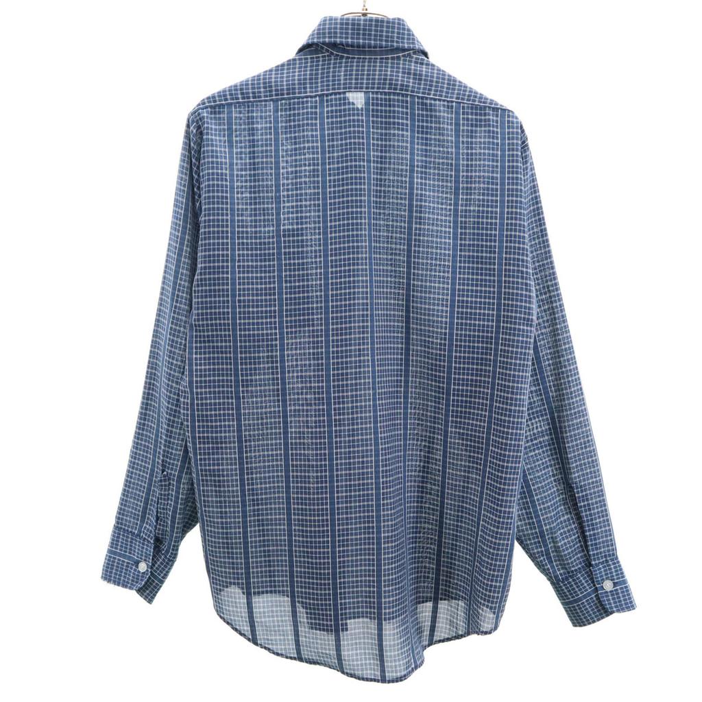 VAN HEUSEN 70s 80s Vintage Collar Stuffers Check Pattern Long sleeve shirt Men's Used