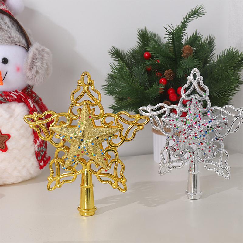 1Pcs Gold Star Christmas Tree Topper Decoration Xmas Tree Ornaments for Home Room Decor 2025 Xmas New Year Gift Accessories
