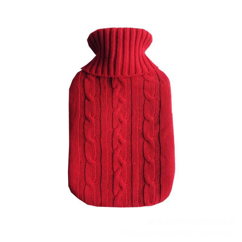 Knitted Cover Hot Water Bottle - Large Hand Warmer & Insulation Bag