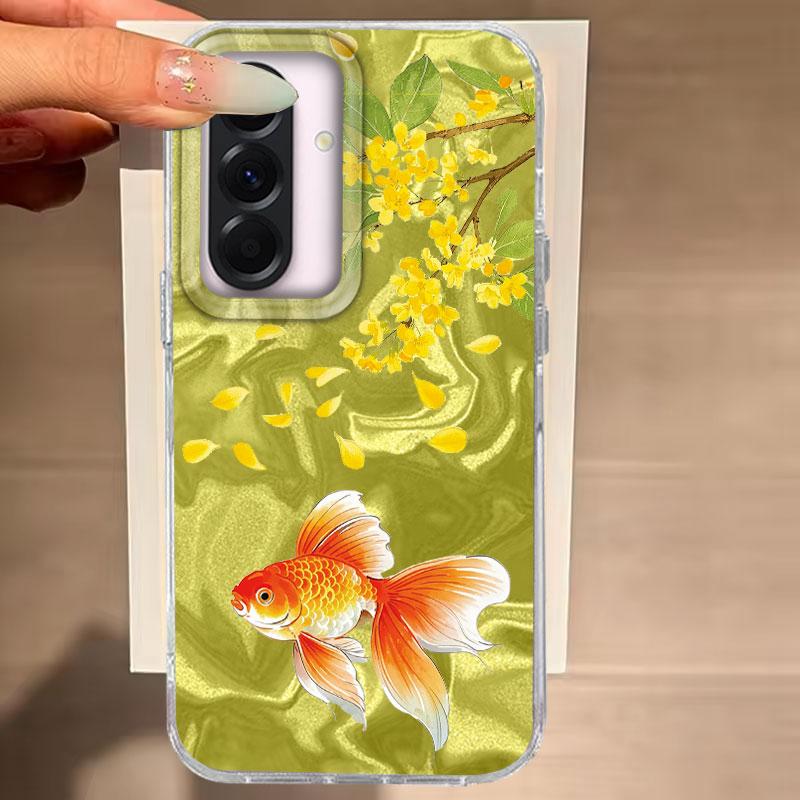 

Для Samsung Galaxy A56 A36 A16 A25 A35 A53 A26 S25 S24 S23 S22 Plus Ultra FE 5G Чехол для телефона Золотой карп Для Samsung A55 Мягкие чехлы Samsung S23 Ultra белый